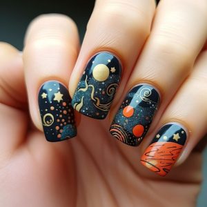 Nail design with autumn elements 