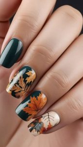 Nail design with autumn elements 