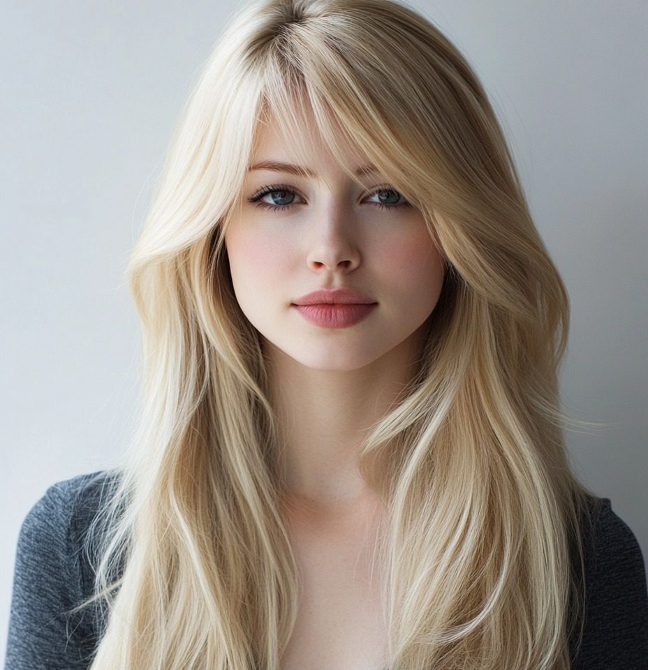 Stylish brown hair and blonde for one -sided hair