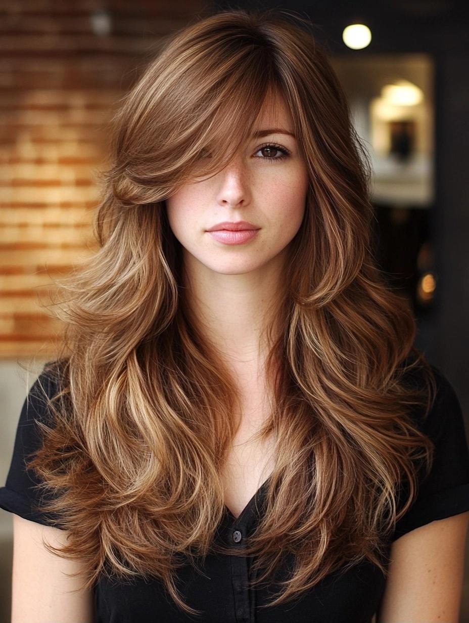 Stylish brown and blonde hair color for umbrella hair