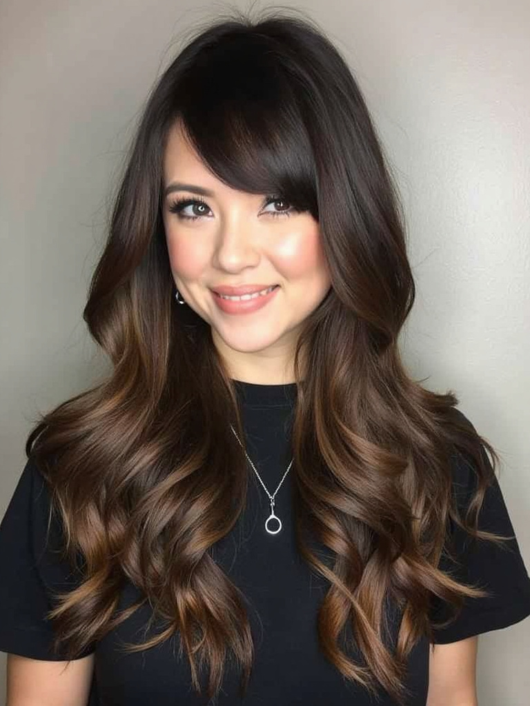 Stylish brown hair and blonde for one -sided hair