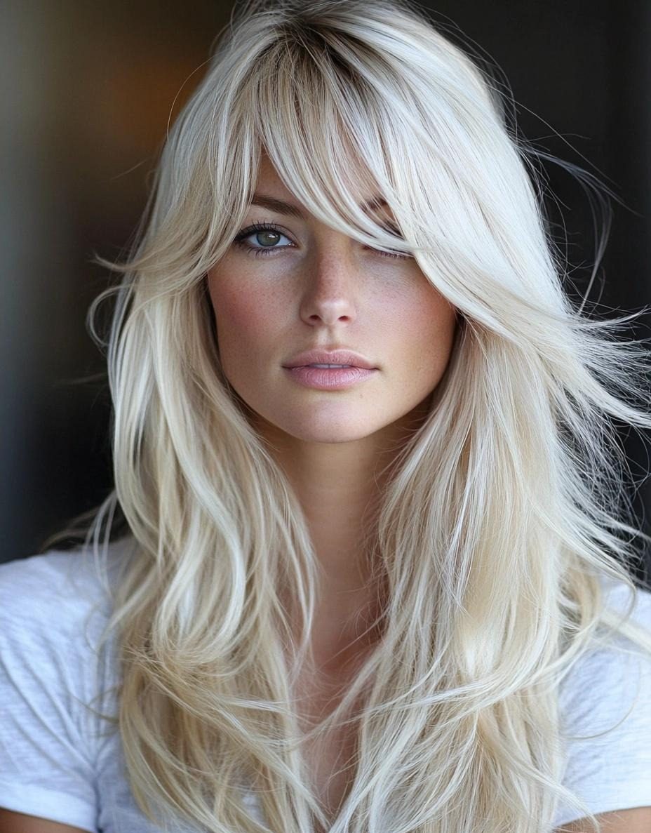 Stylish brown hair and blonde for one -sided hair