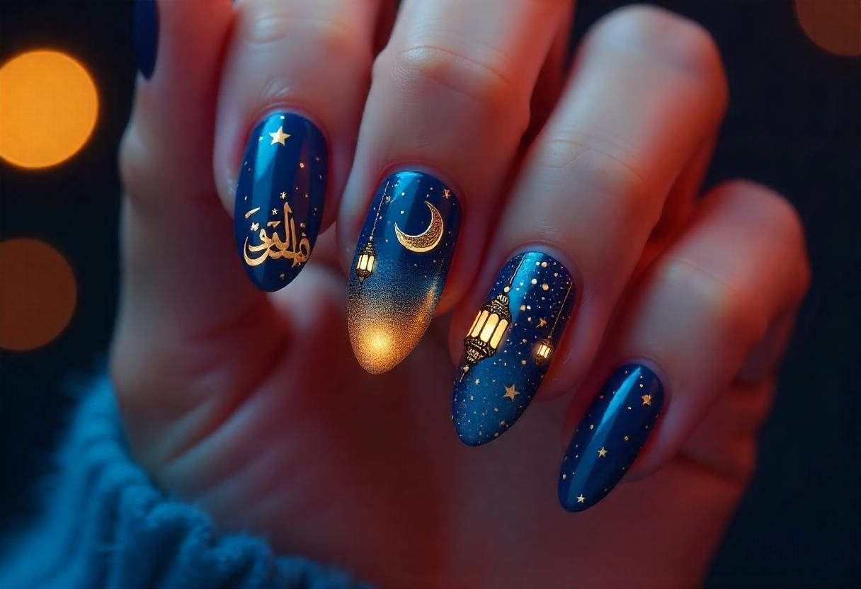 Nail with Ramadan Lantern Design