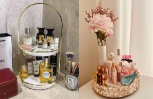 ایده‌های چیدمان عطر روی میز آرایش و دراور