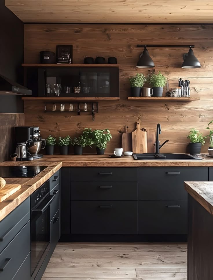 کابینت آشپزخانه مشکی چوبی