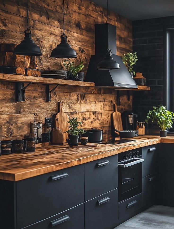 کابینت آشپزخانه مشکی چوبی