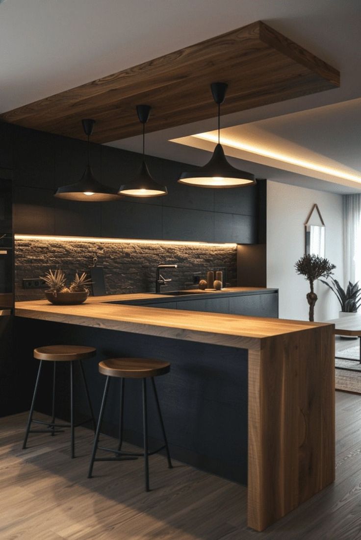 کابینت آشپزخانه مشکی چوبی