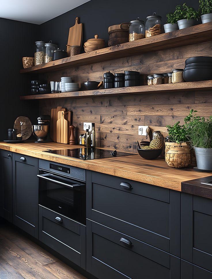 کابینت آشپزخانه مشکی چوبی