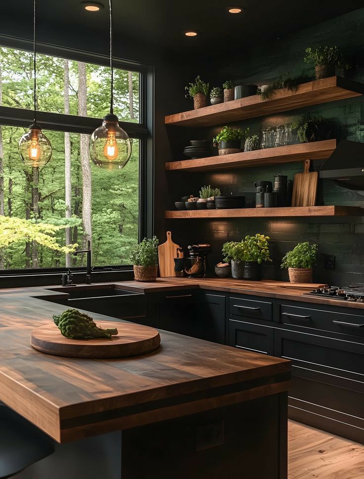 کابینت آشپزخانه مشکی چوبی