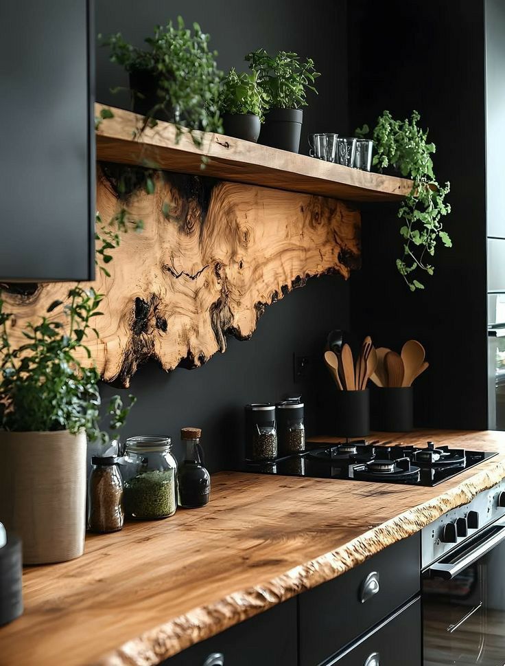 کابینت آشپزخانه مشکی چوبی