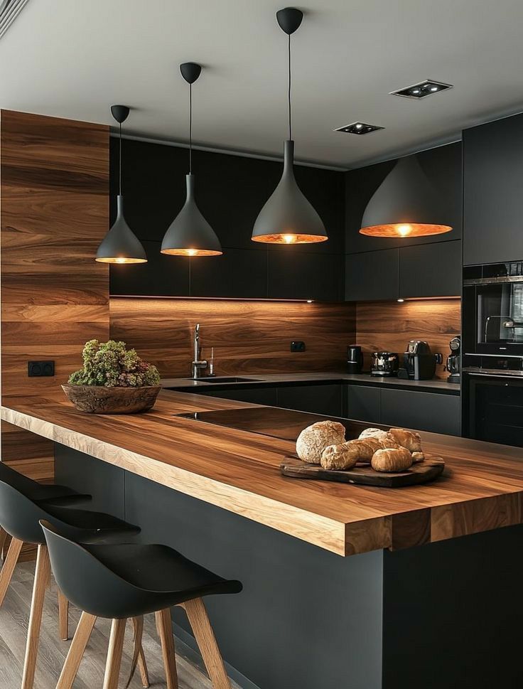 کابینت آشپزخانه مشکی چوبی