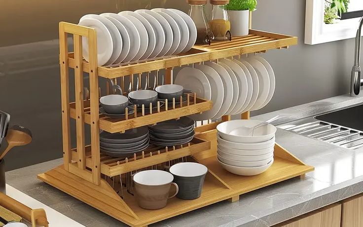 آبچکان روی سینک و جاظرفی پشت پنجره