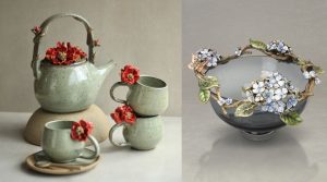 چینی و ظروف پذیرایی گل برجسته