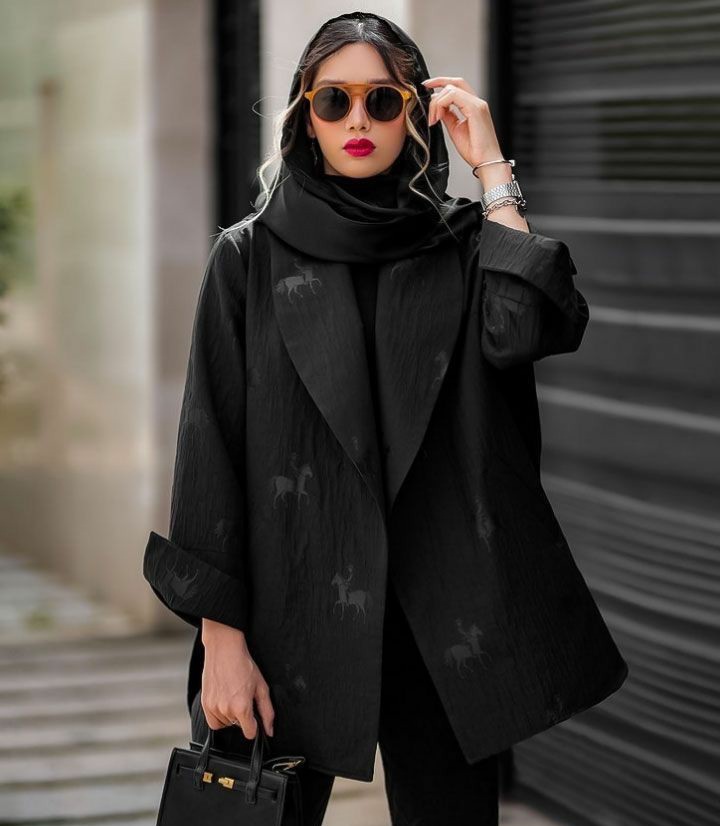 مانتو کتی ژاکارد مشکی