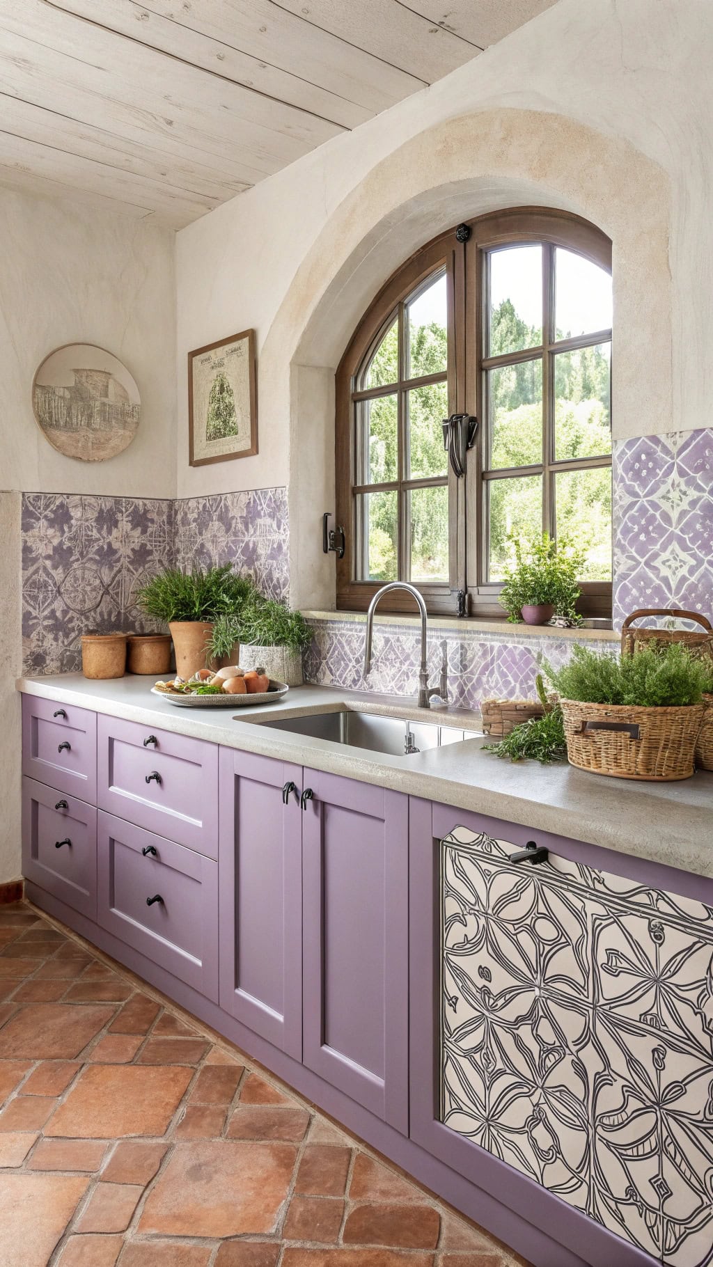 کابینت آشپزخانه رنگ بنفش