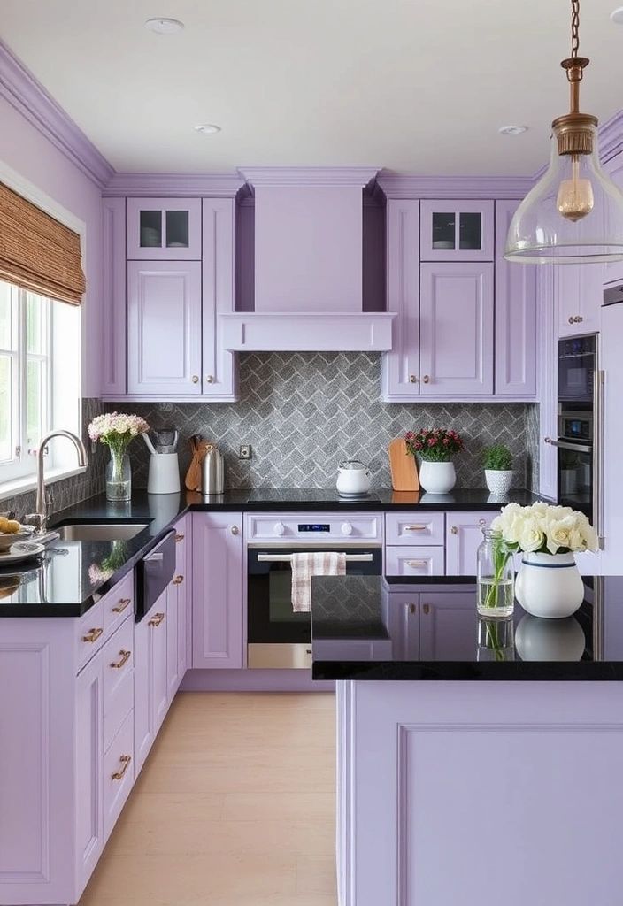 کابینت آشپزخانه رنگ بنفش