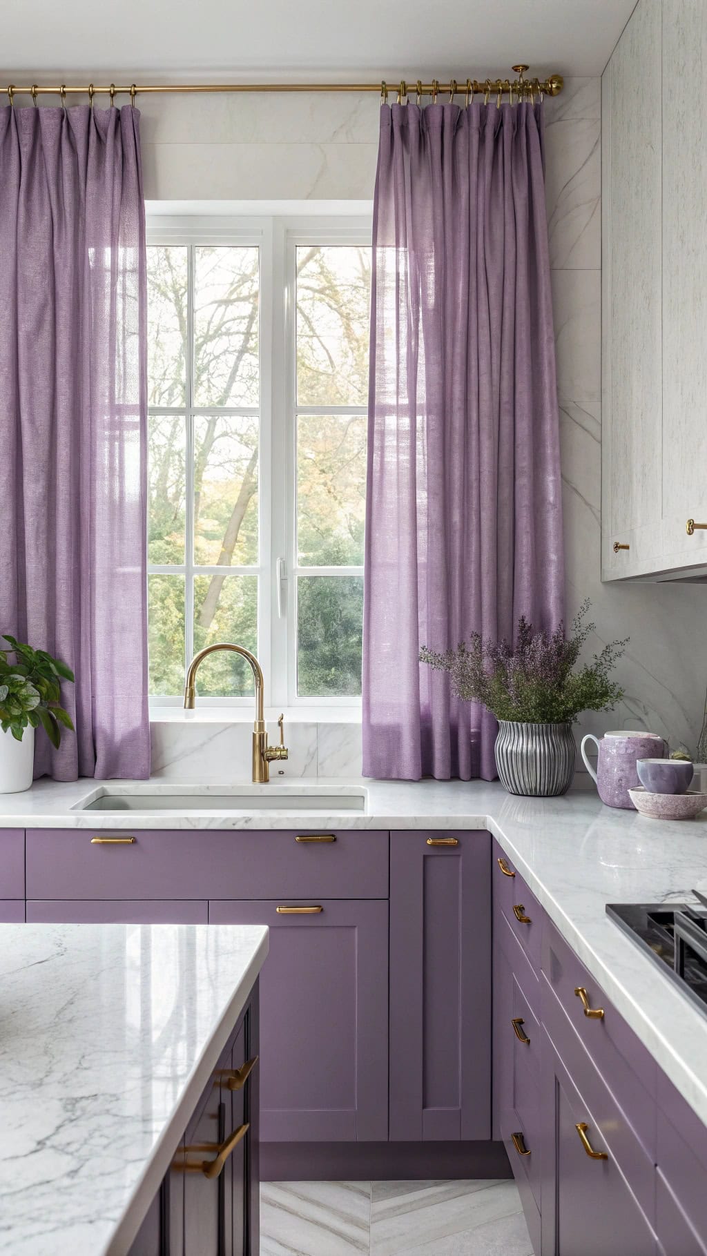 کابینت آشپزخانه رنگ بنفش