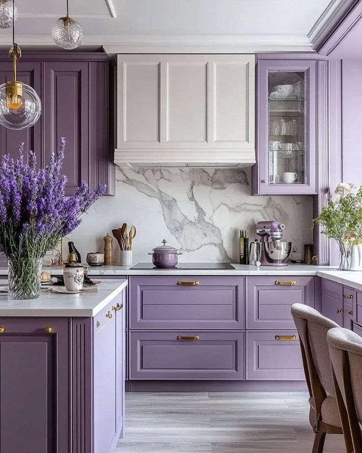 کابینت آشپزخانه رنگ بنفش