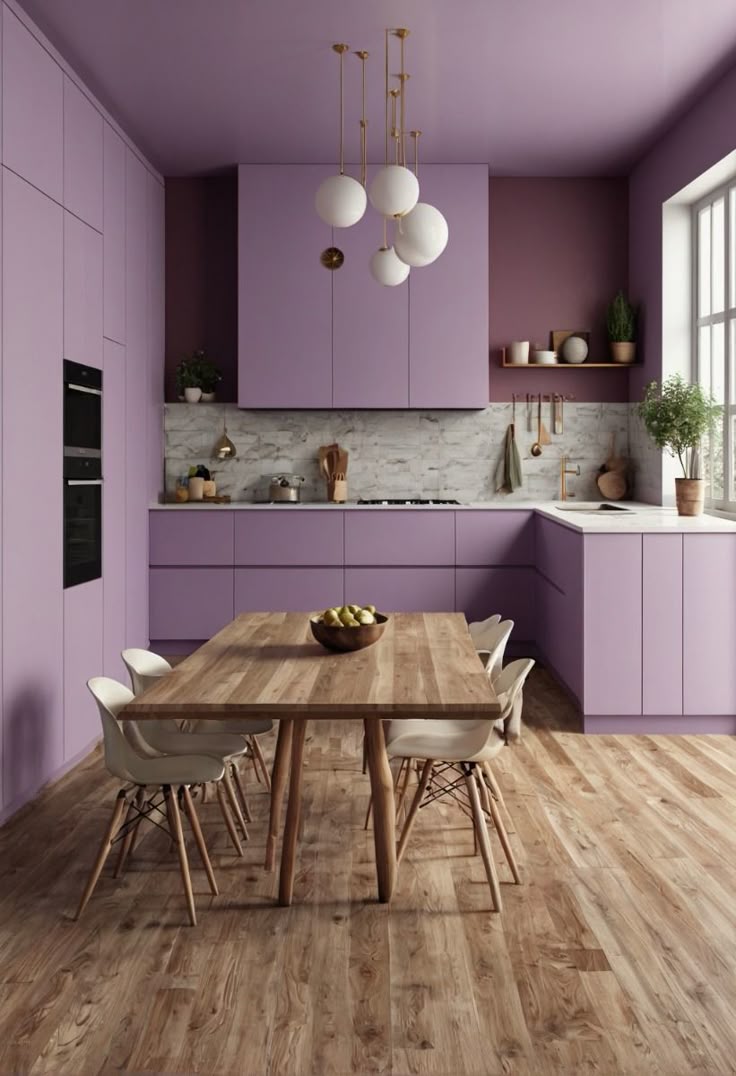 کابینت آشپزخانه رنگ بنفش