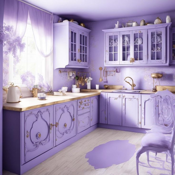 کابینت آشپزخانه رنگ بنفش