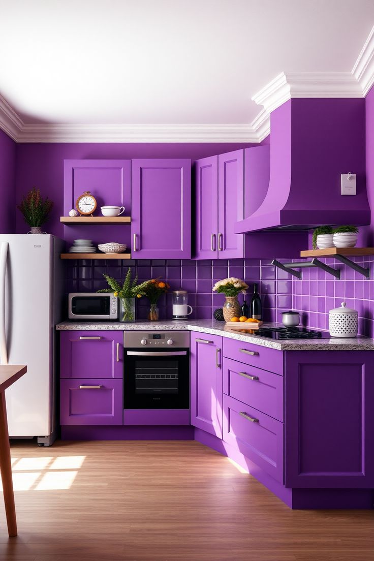 کابینت آشپزخانه رنگ بنفش