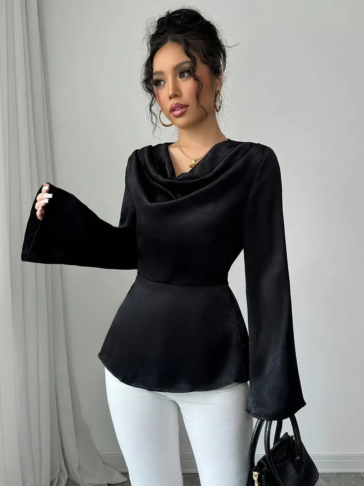 شومیز ساتن مجلسی جلو بسته