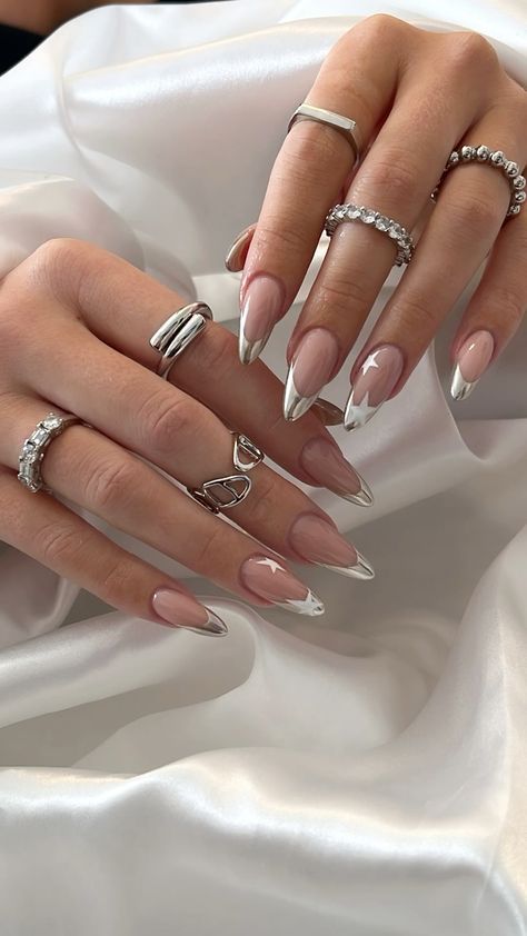 فرنچ با متال ژل نقره ای