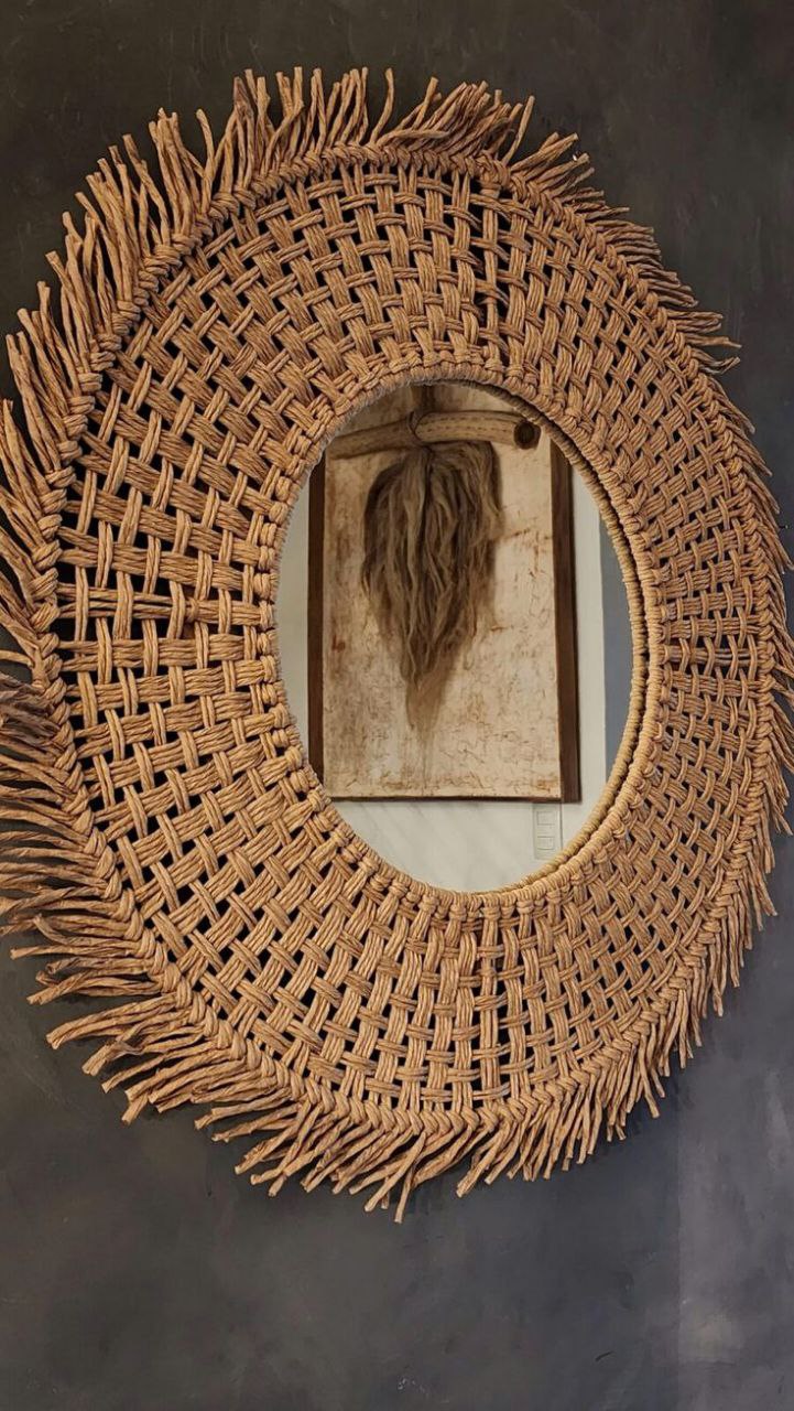 آینه دکوری رافیا