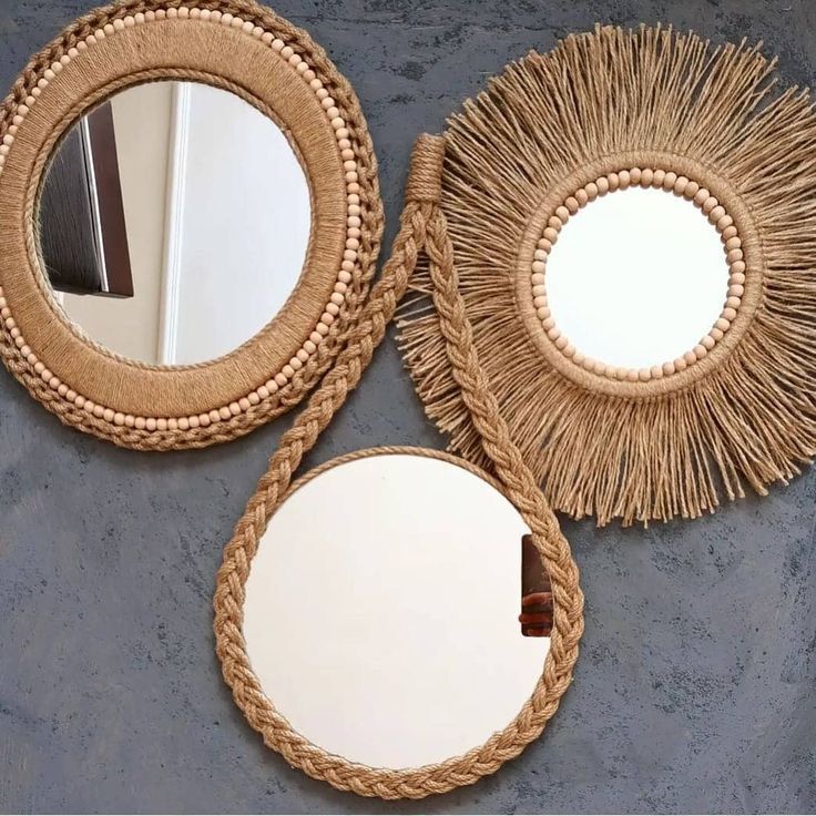 آینه دکوری رافیا