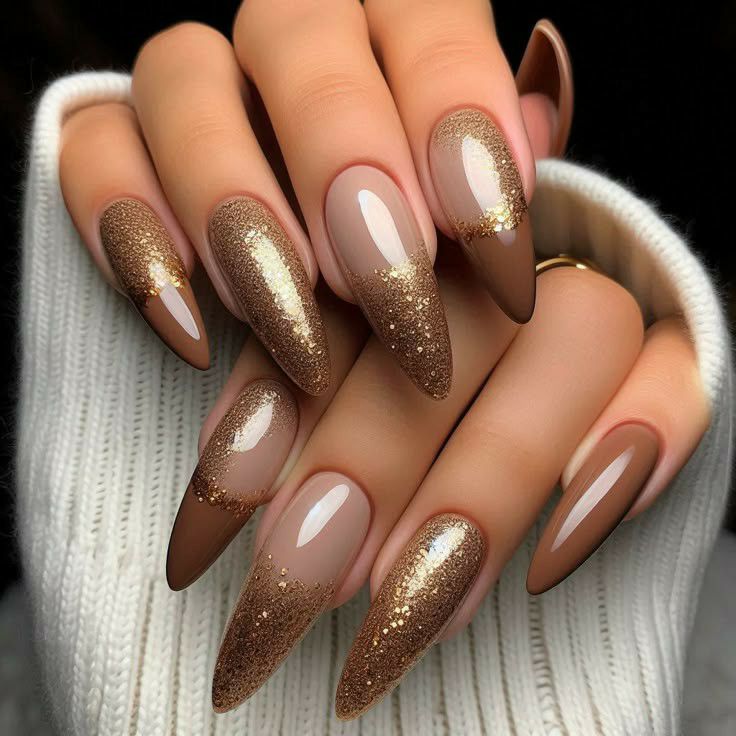 طراحی لاک ناخن قهوه ای شکلاتی