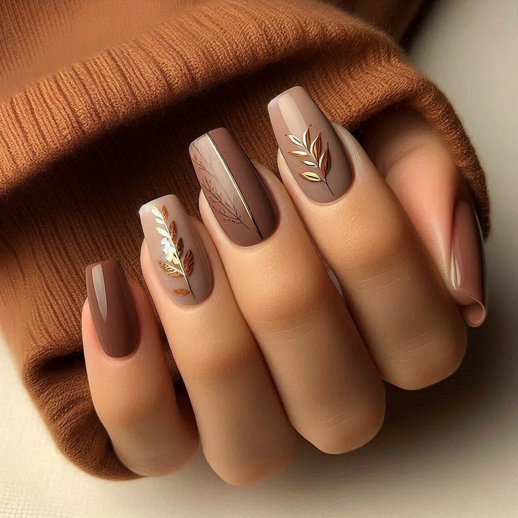 طراحی لاک ناخن قهوه ای شکلاتی