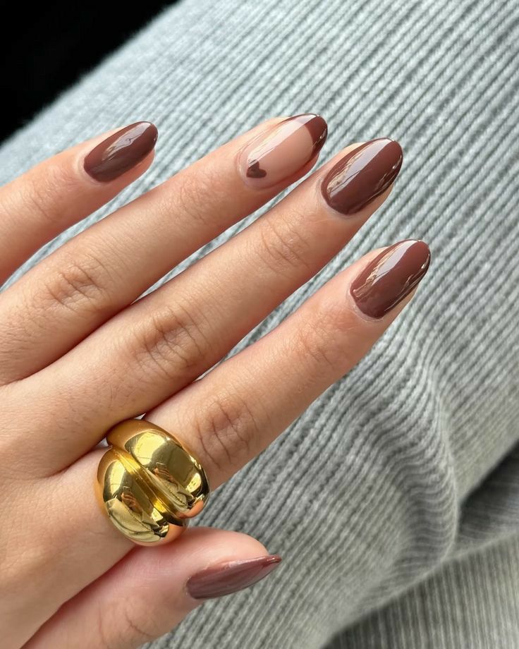 طراحی لاک ناخن قهوه ای شکلاتی