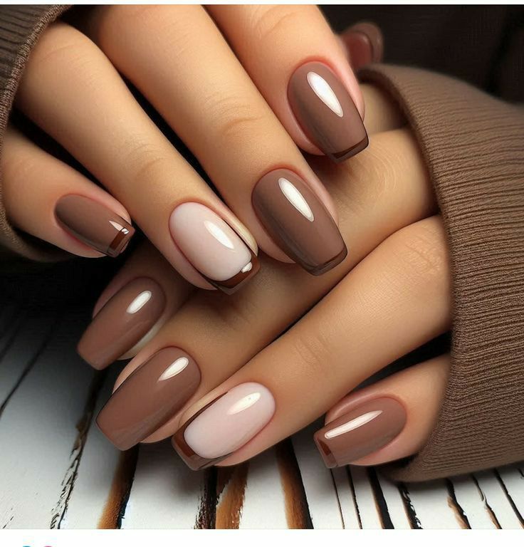 طراحی لاک ناخن قهوه ای شکلاتی
