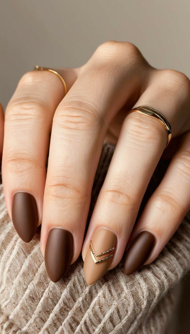 طراحی لاک ناخن قهوه ای شکلاتی