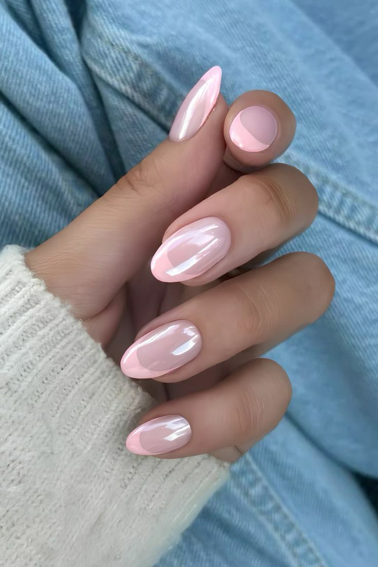 ناخن کروم هلویی فرنچ کروم صورتی  ناخن کروم صورتی فرنچ