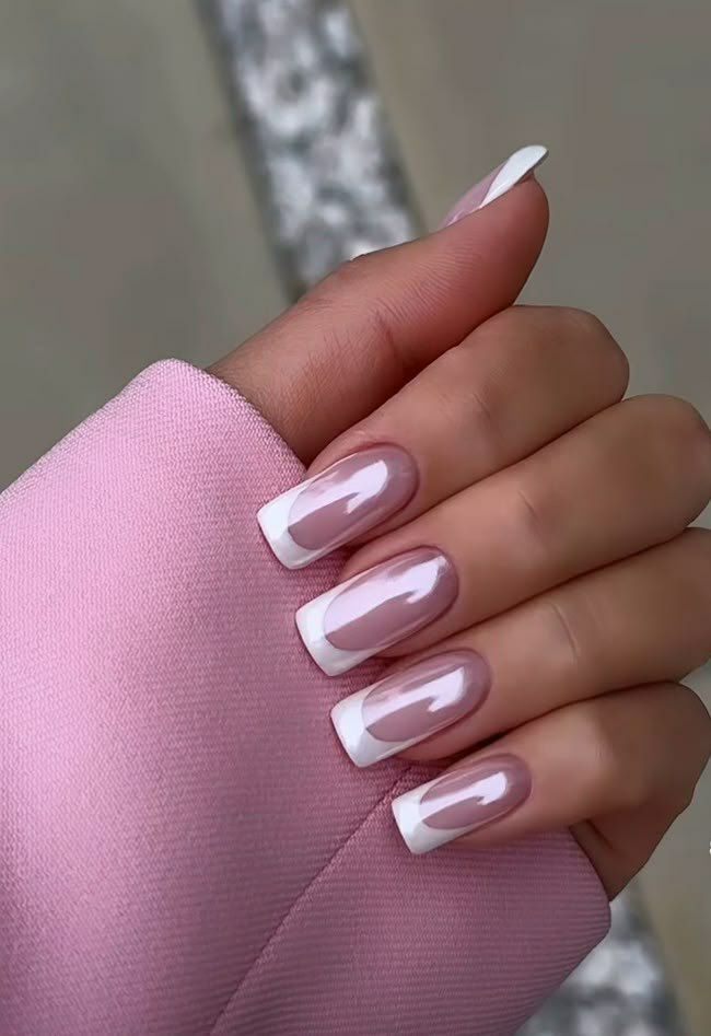 ناخن کروم سفید فرنچ کروم سفید