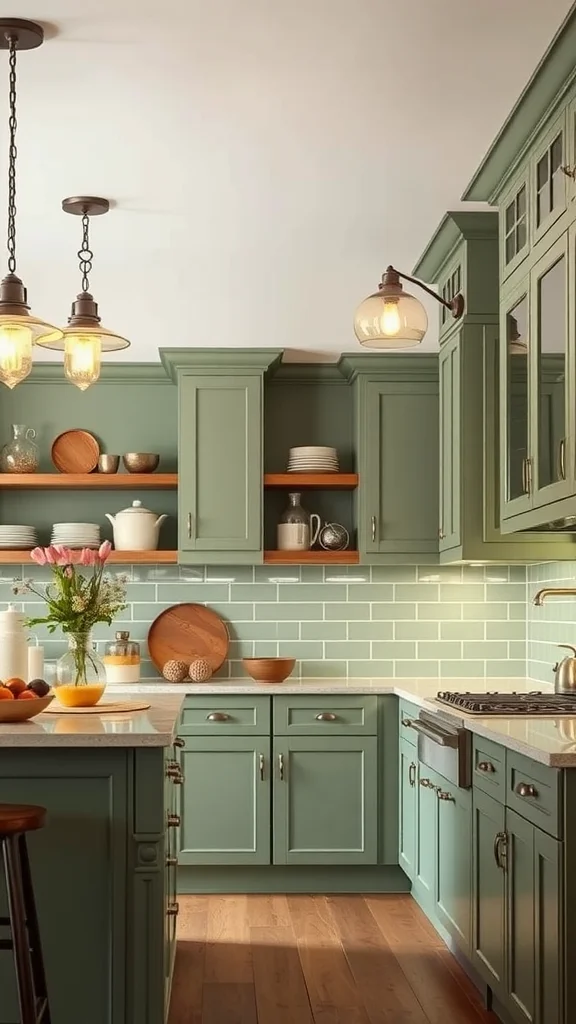 کابینت آشپزخانه سبز ماچا