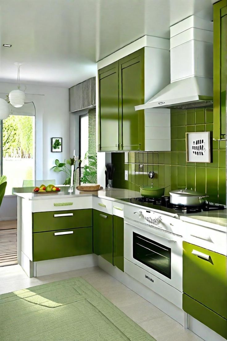 کابینت آشپزخانه سبز ماچا