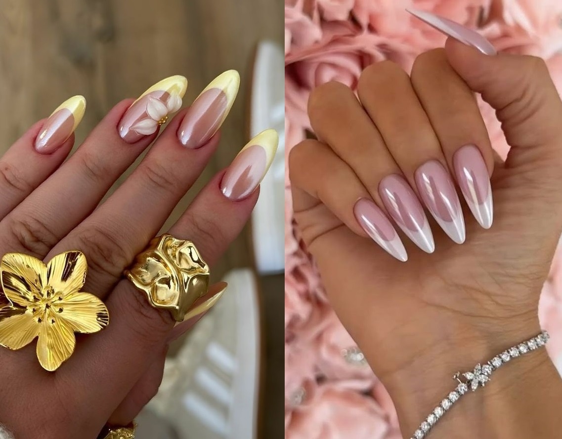 فرنچ کروم صدفی فرنچ کروم سفید فرنچ کروم صورتی فرنچ کروم طلایی