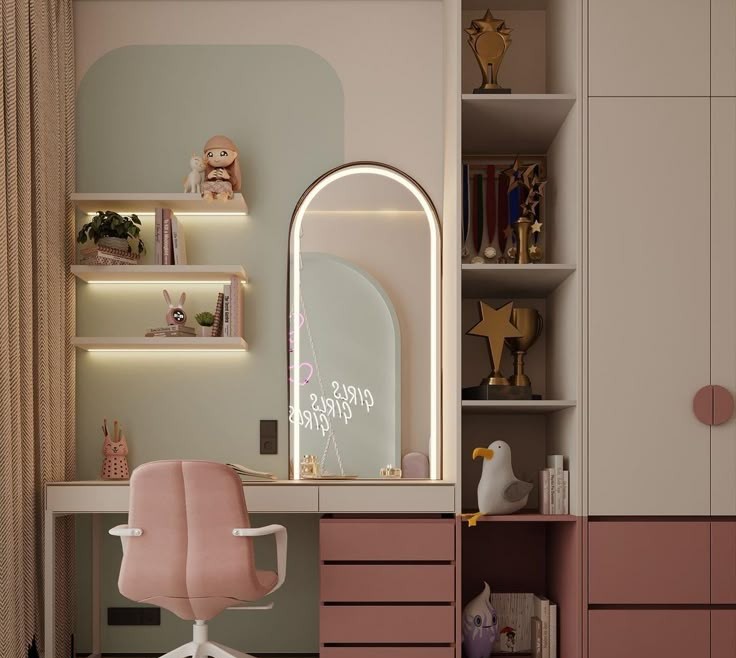 کمد دیواری با میز تحریر و میز ارایش