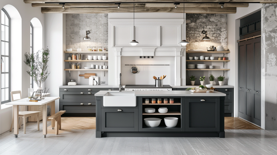 کابینت سفید طوسی