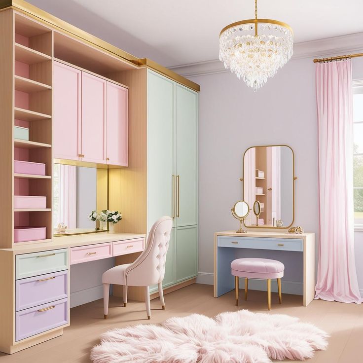 کمد دیواری با میز تحریر و میز ارایش 