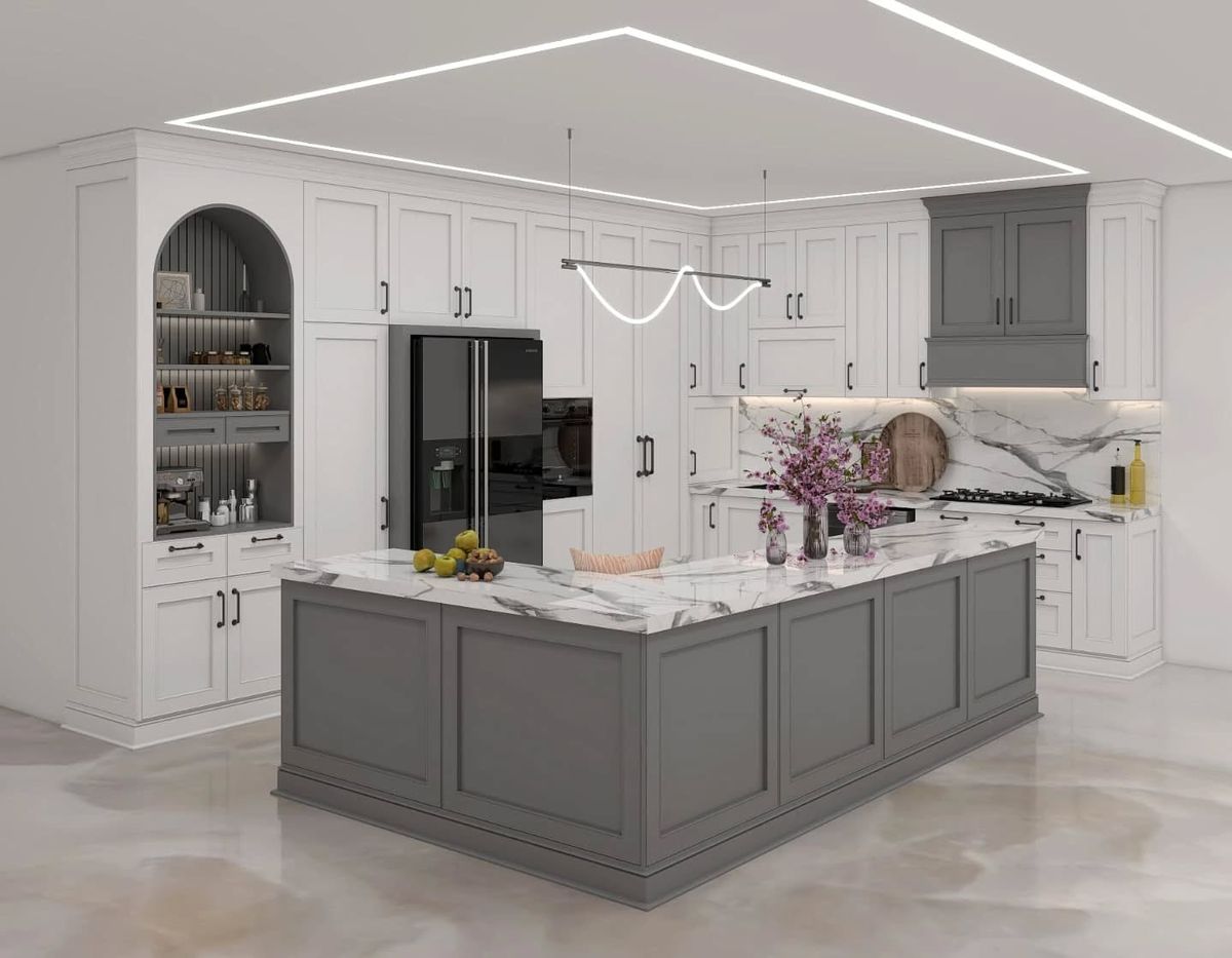 کابینت سفید طوسی