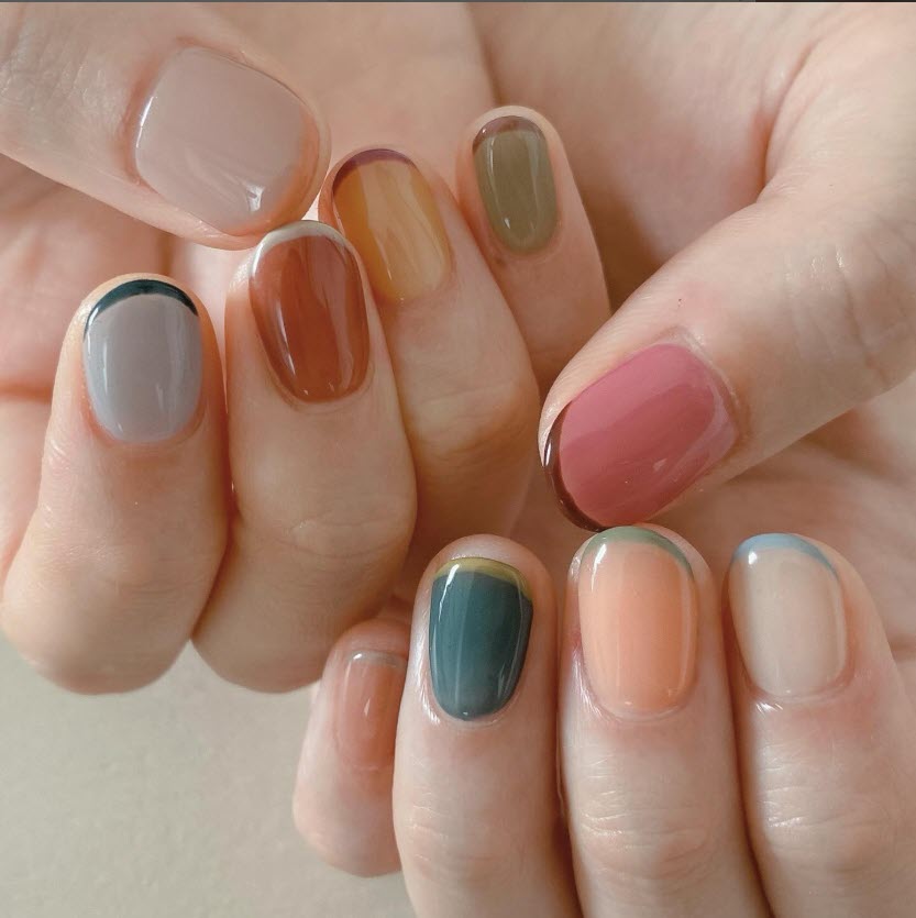 لاک ناخن فرنچ رنگی پاییزی