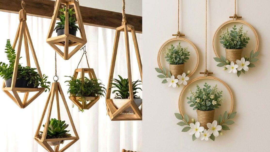 گلدان آویزی برای نشیمن و پذیرایی