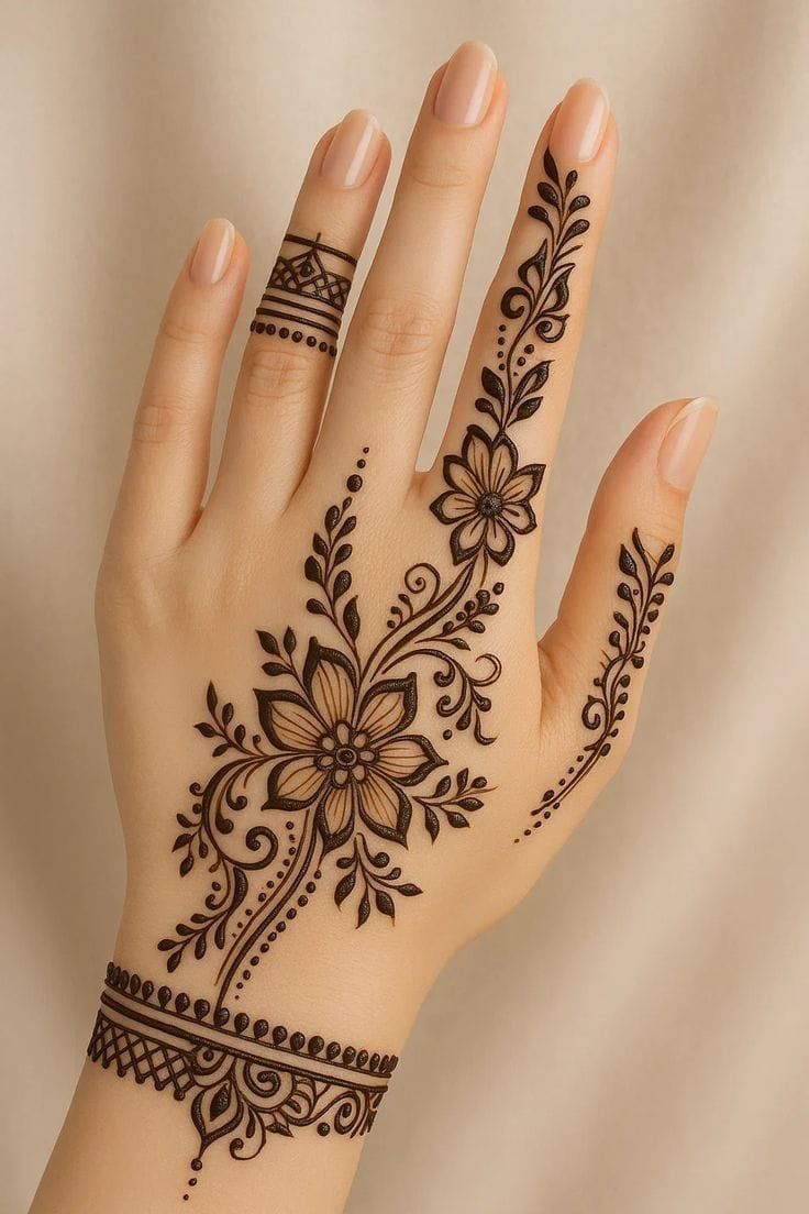 نقش حنا ساده دخترانه