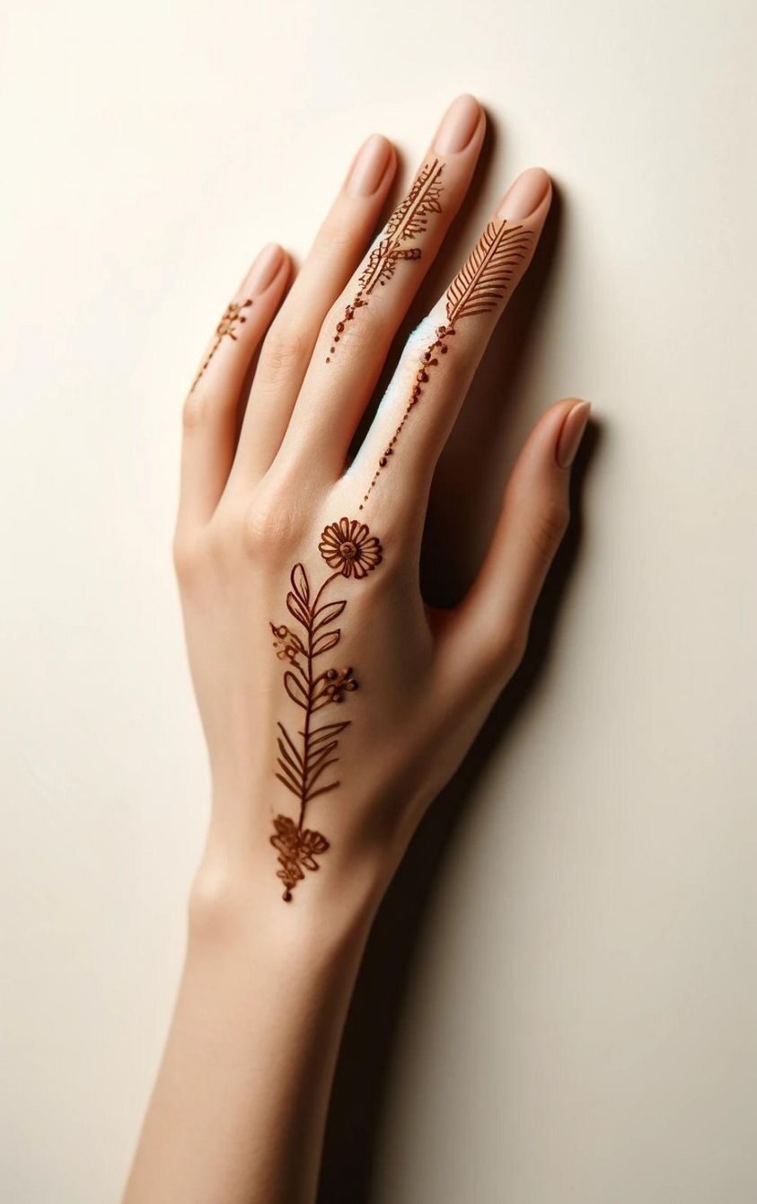 نقش حنا ساده دخترانه