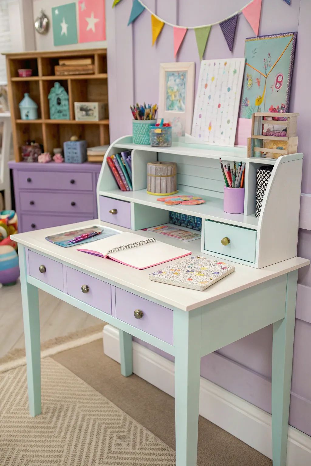 مدل میز تحریر و مطالعه کوچک برای بچه ها - تاشو - کتابخانه دار و مینیمال