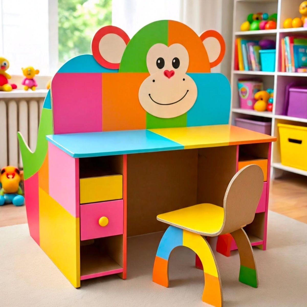 مدل میز تحریر و مطالعه کوچک برای بچه ها - تاشو - کتابخانه دار و مینیمال