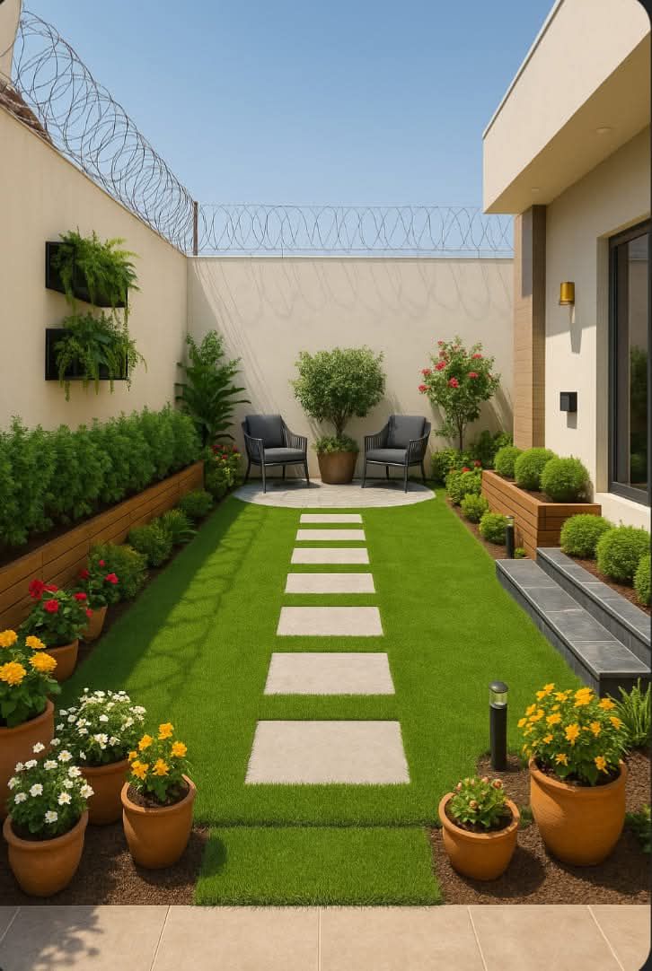 چیدمان و گلکاری حیاط